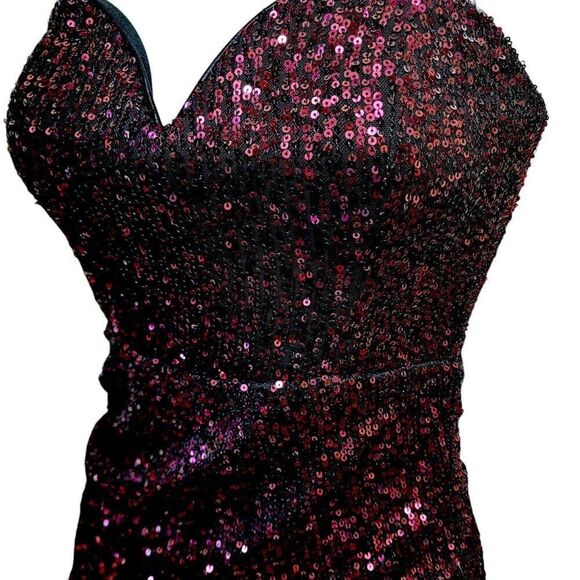 Lulus Dress Purple Sequin Strapless Sweetheart Asymmetrical Bodycon Formal Sz XS - Picture 5 of 13